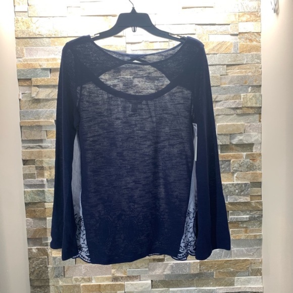 Caslon Embroidered Mixed Media Top - Picture 3 of 5